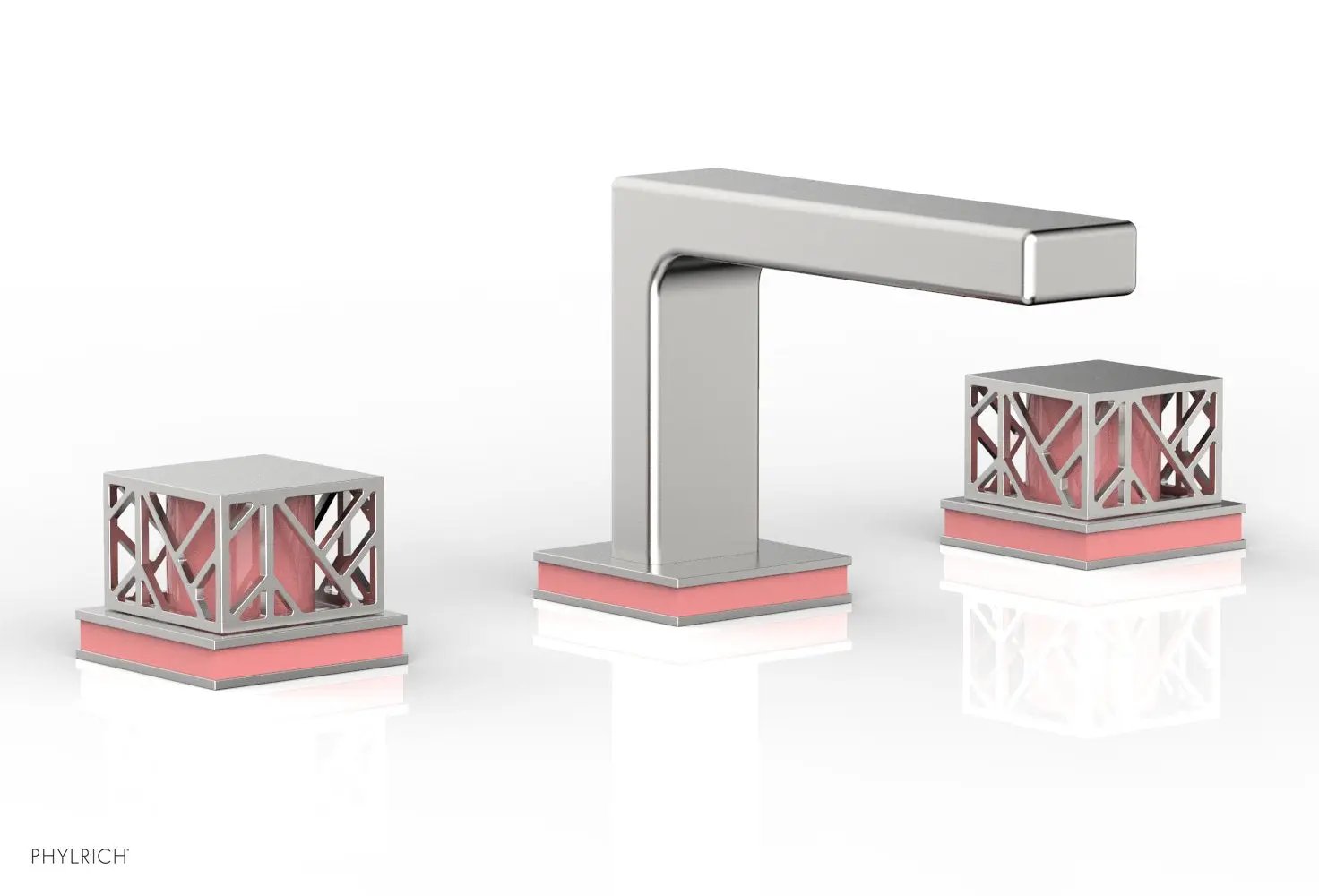 Phylrich JOLIE Widespread Faucet - Square Handles with "Pink" Accents by Phylrich
