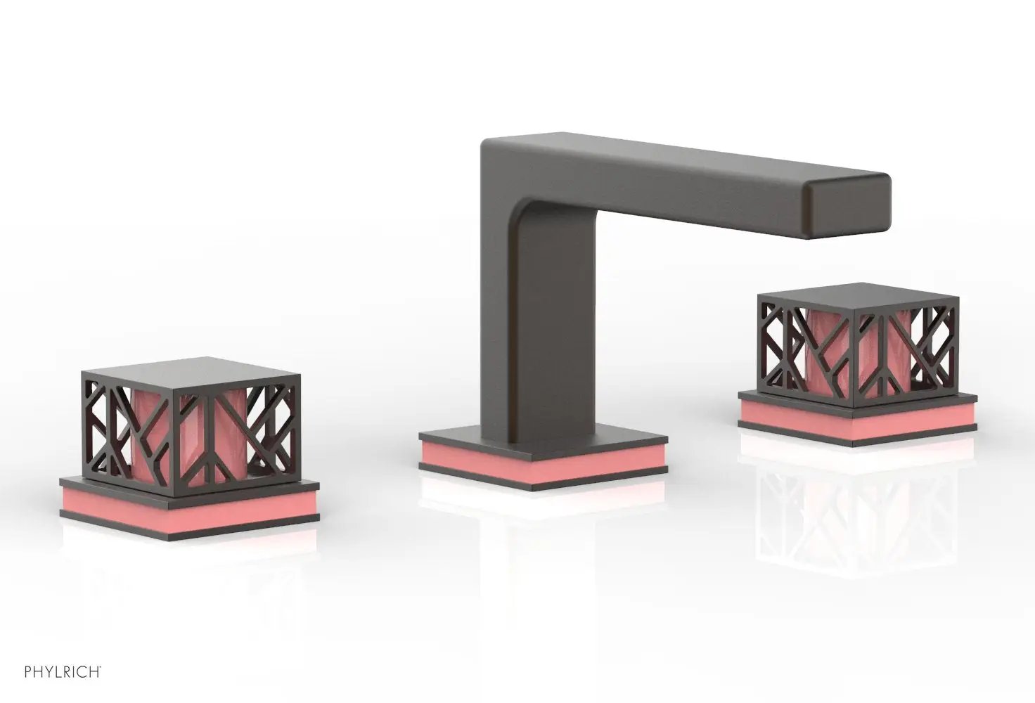 Phylrich JOLIE Widespread Faucet - Square Handles with "Pink" Accents by Phylrich