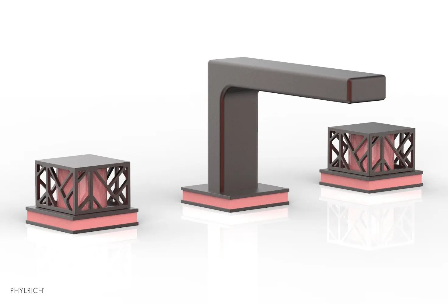 Phylrich JOLIE Widespread Faucet - Square Handles with "Pink" Accents by Phylrich