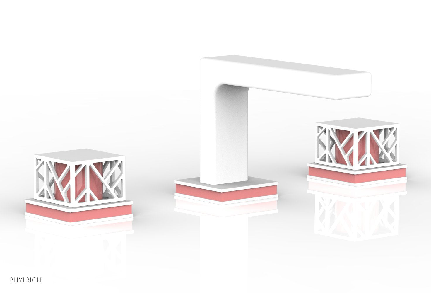 Phylrich JOLIE Widespread Faucet - Square Handles with "Pink" Accents