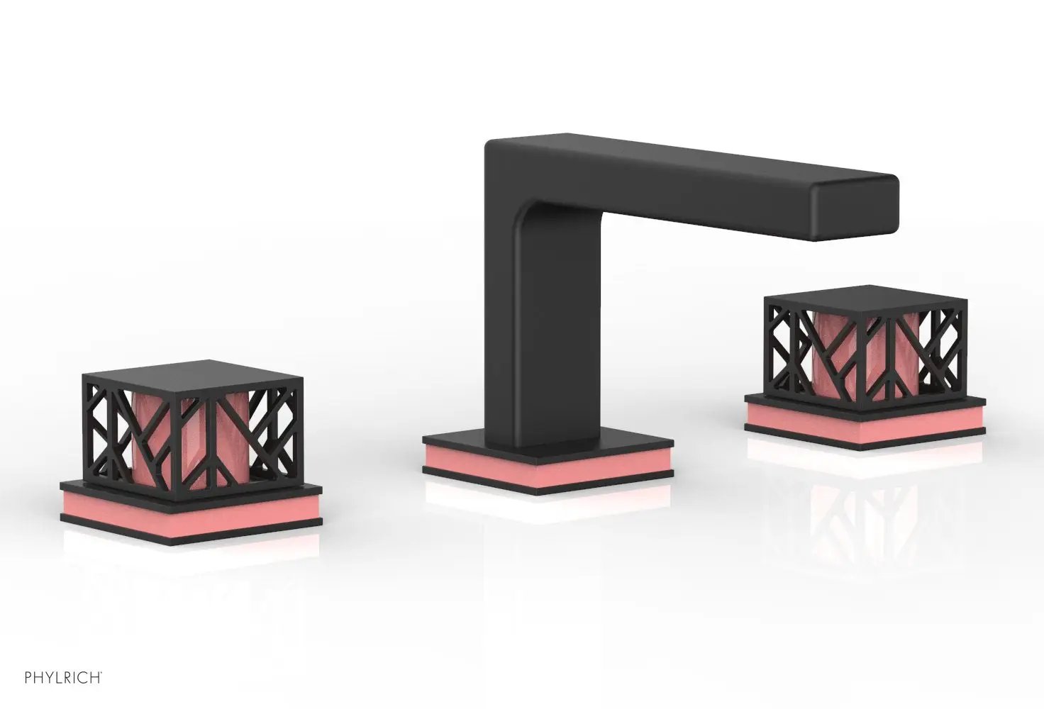 Phylrich JOLIE Widespread Faucet - Square Handles with "Pink" Accents by Phylrich