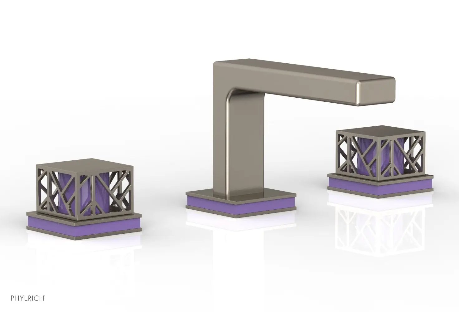 Phylrich JOLIE Widespread Faucet - Square Handles with "Purple" Accents by Phylrich