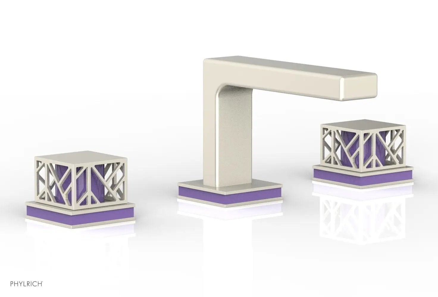 Phylrich JOLIE Widespread Faucet - Square Handles with "Purple" Accents by Phylrich