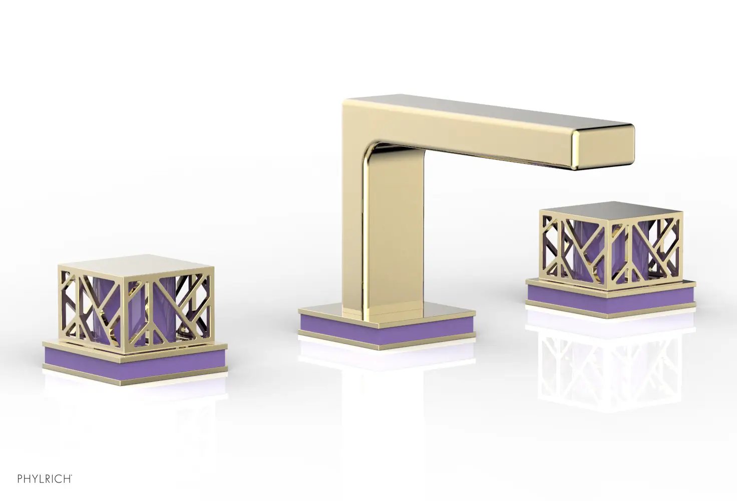 Phylrich JOLIE Widespread Faucet - Square Handles with "Purple" Accents by Phylrich