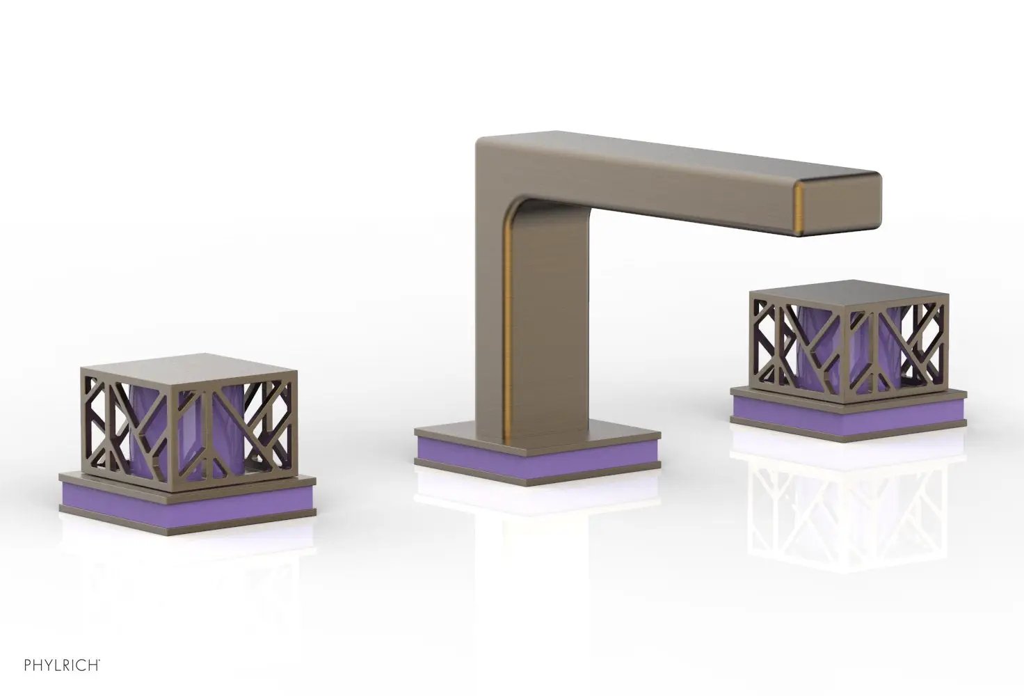 Phylrich JOLIE Widespread Faucet - Square Handles with "Purple" Accents by Phylrich