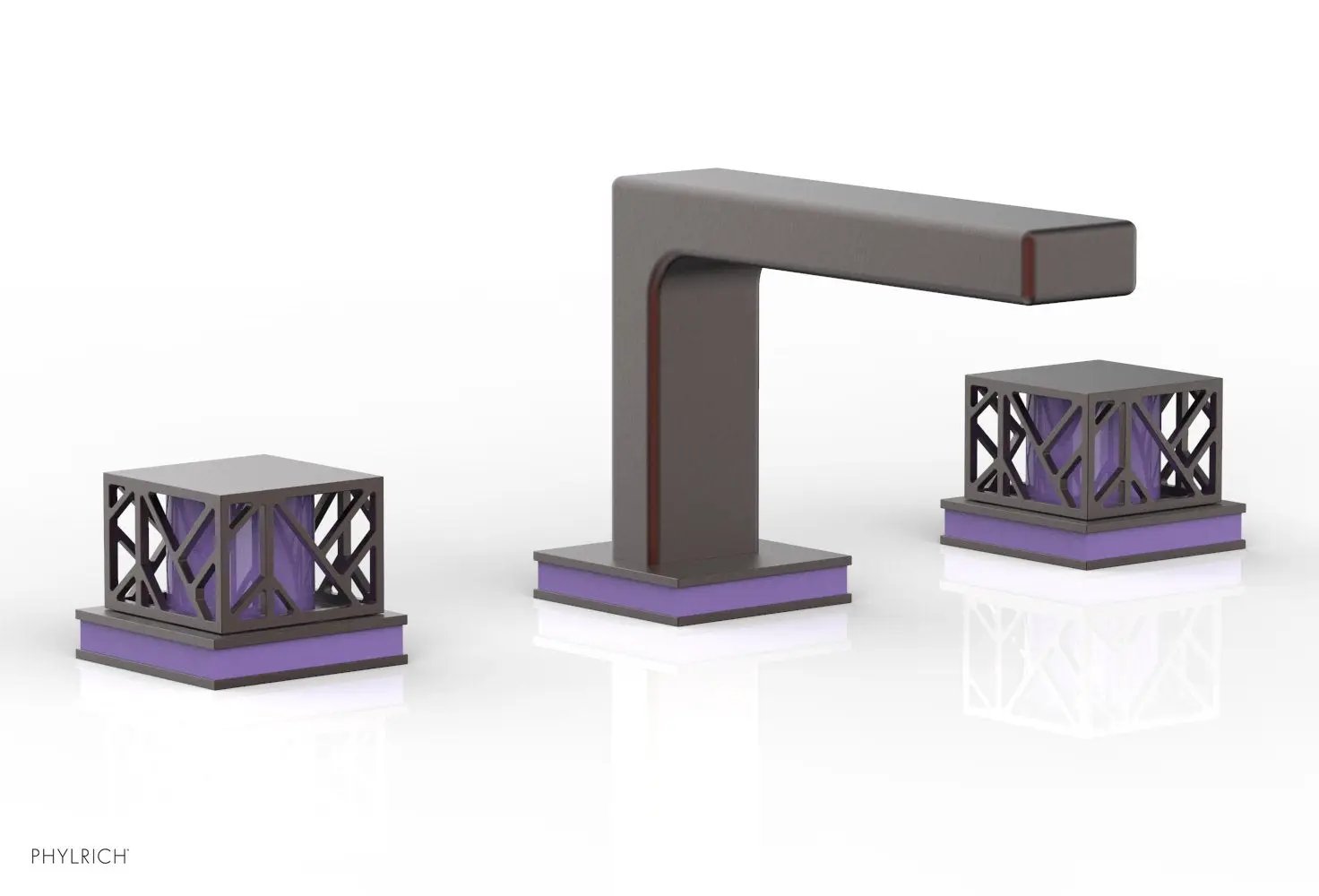 Phylrich JOLIE Widespread Faucet - Square Handles with "Purple" Accents by Phylrich