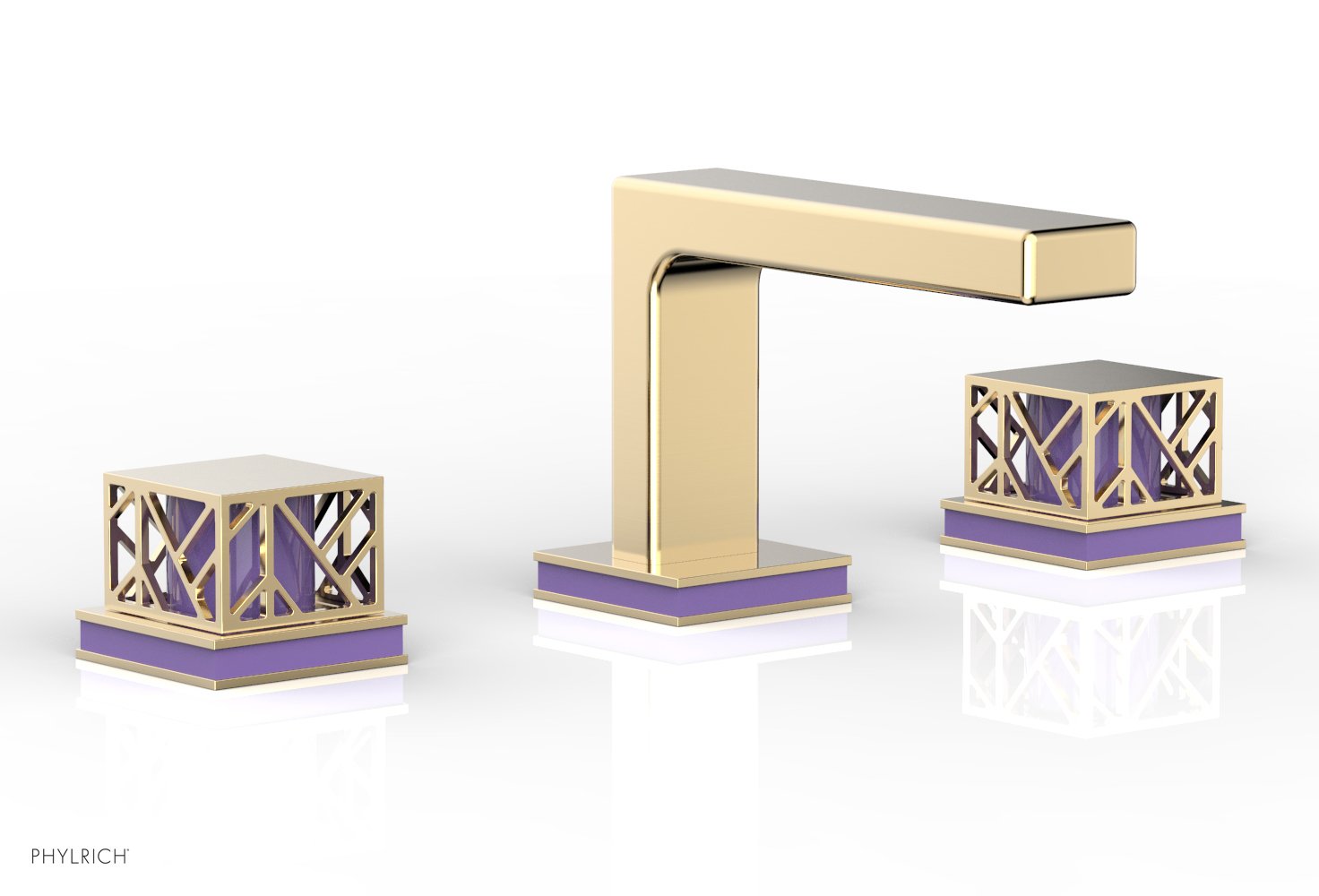 Phylrich JOLIE Widespread Faucet - Square Handles with "Purple" Accents