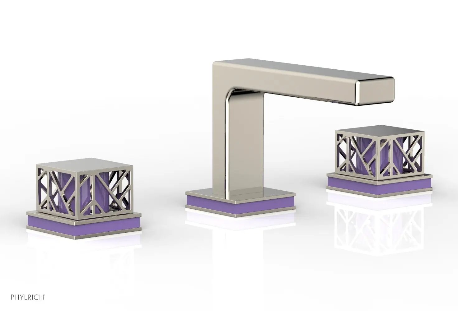 Phylrich JOLIE Widespread Faucet - Square Handles with "Purple" Accents by Phylrich