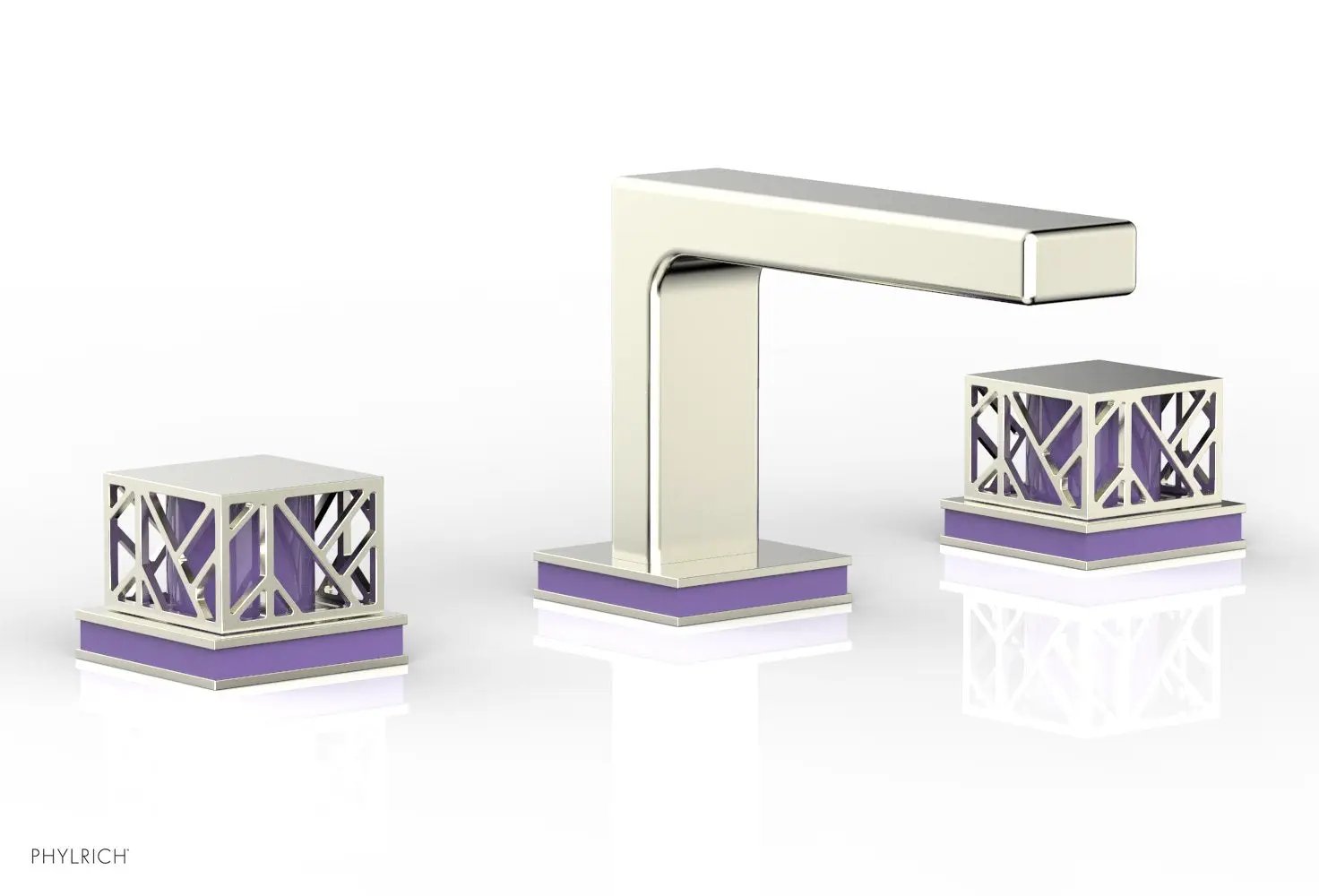 Phylrich JOLIE Widespread Faucet - Square Handles with "Purple" Accents by Phylrich