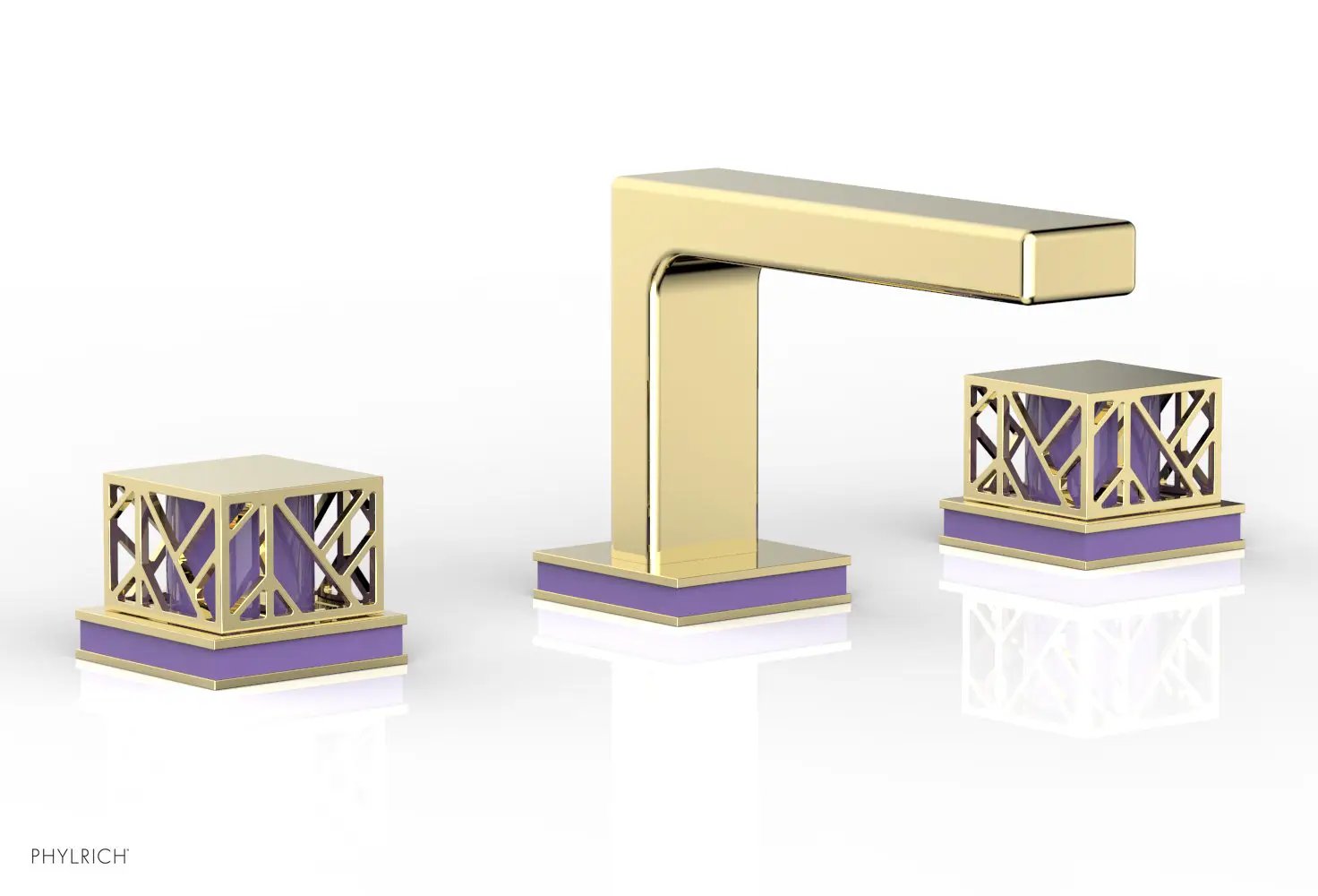 Phylrich JOLIE Widespread Faucet - Square Handles with "Purple" Accents by Phylrich