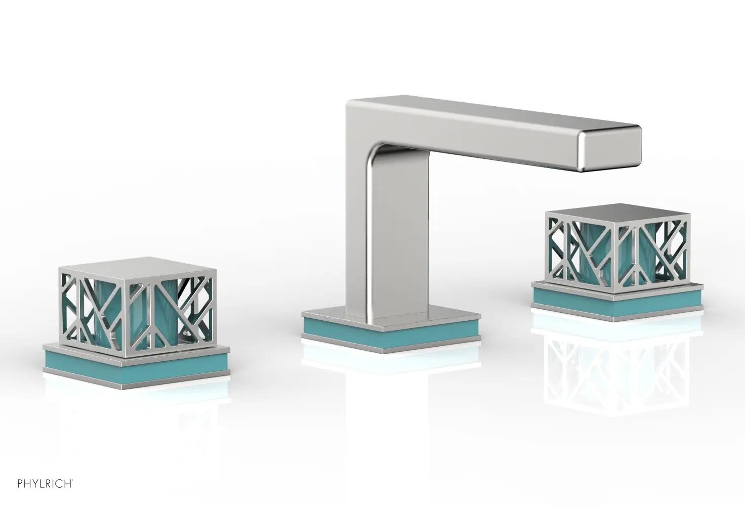 Phylrich JOLIE Widespread Faucet - Square Handles with "Turquoise" Accents by Phylrich