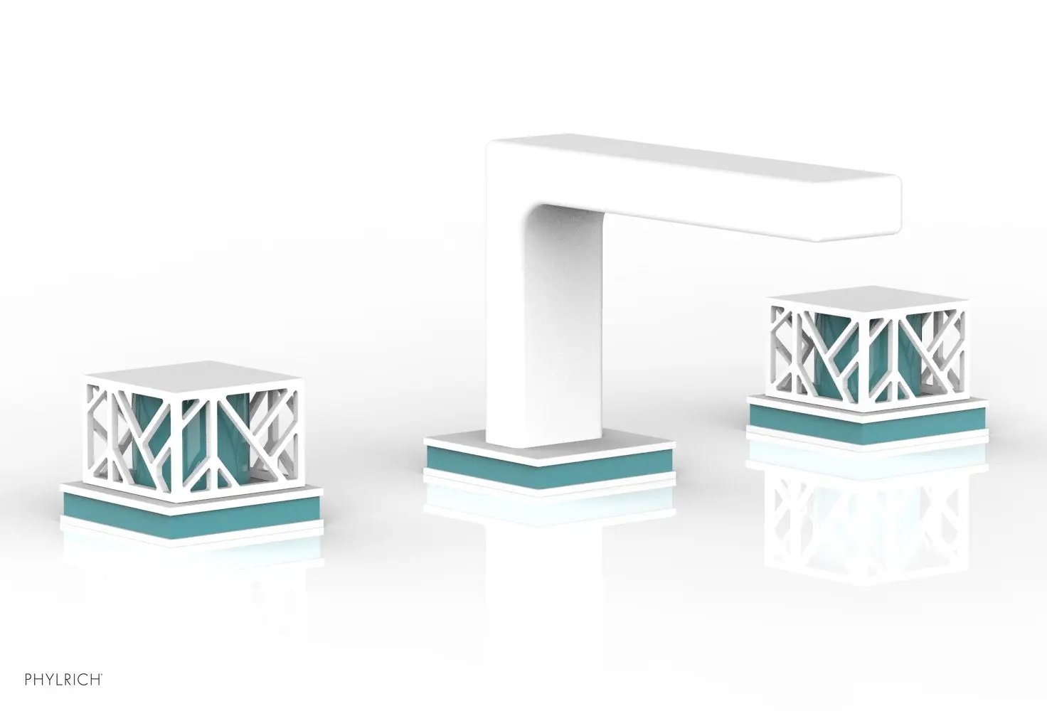 Phylrich JOLIE Widespread Faucet - Square Handles with "Turquoise" Accents by Phylrich