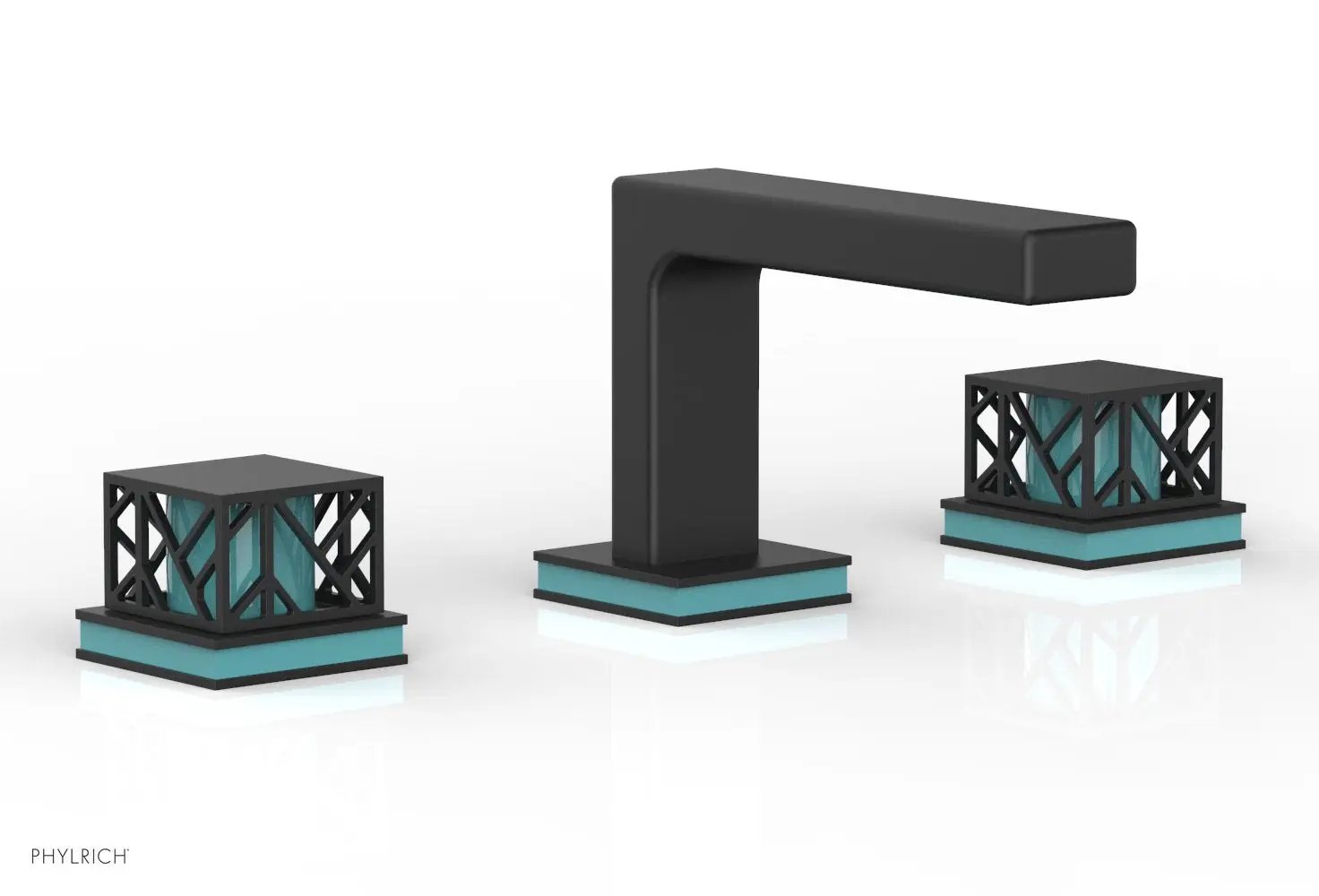 Phylrich JOLIE Widespread Faucet - Square Handles with "Turquoise" Accents by Phylrich