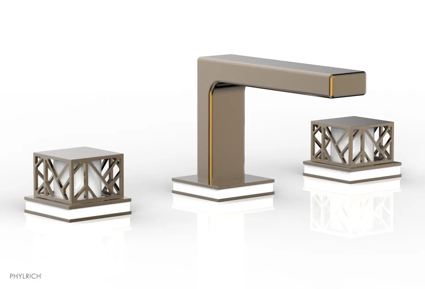 Phylrich JOLIE Widespread Faucet - Square Handles with "Gloss White" Accents by Phylrich