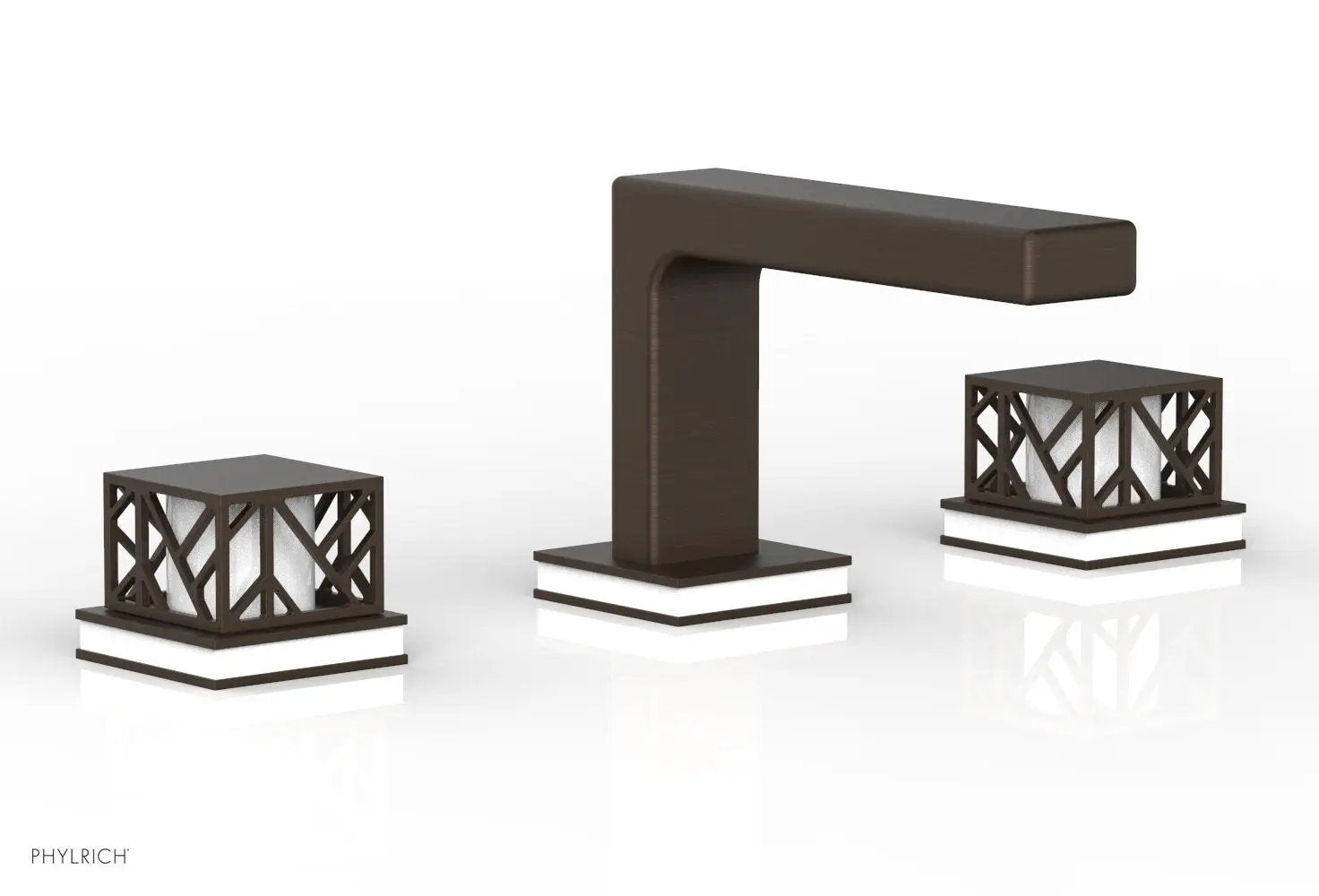 Phylrich JOLIE Widespread Faucet - Square Handles with "Gloss White" Accents by Phylrich