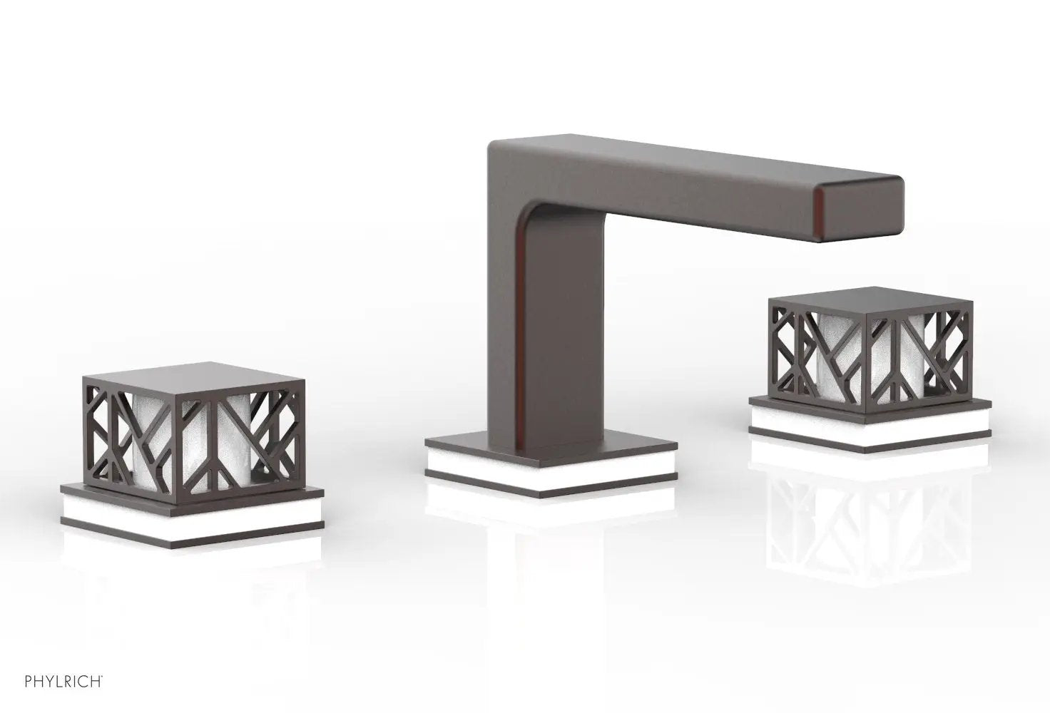Phylrich JOLIE Widespread Faucet - Square Handles with "Gloss White" Accents by Phylrich