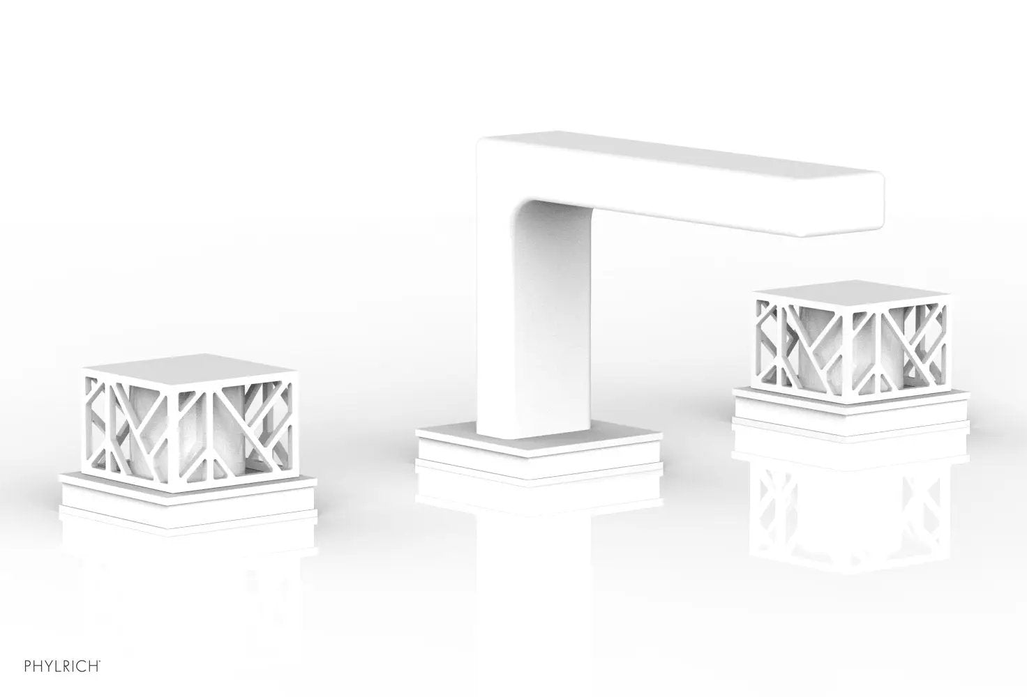 Phylrich JOLIE Widespread Faucet - Square Handles with "Gloss White" Accents by Phylrich