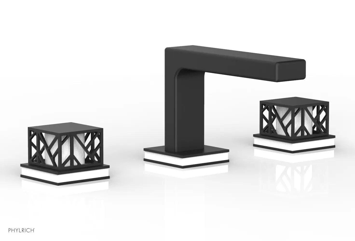 Phylrich JOLIE Widespread Faucet - Square Handles with "Gloss White" Accents by Phylrich