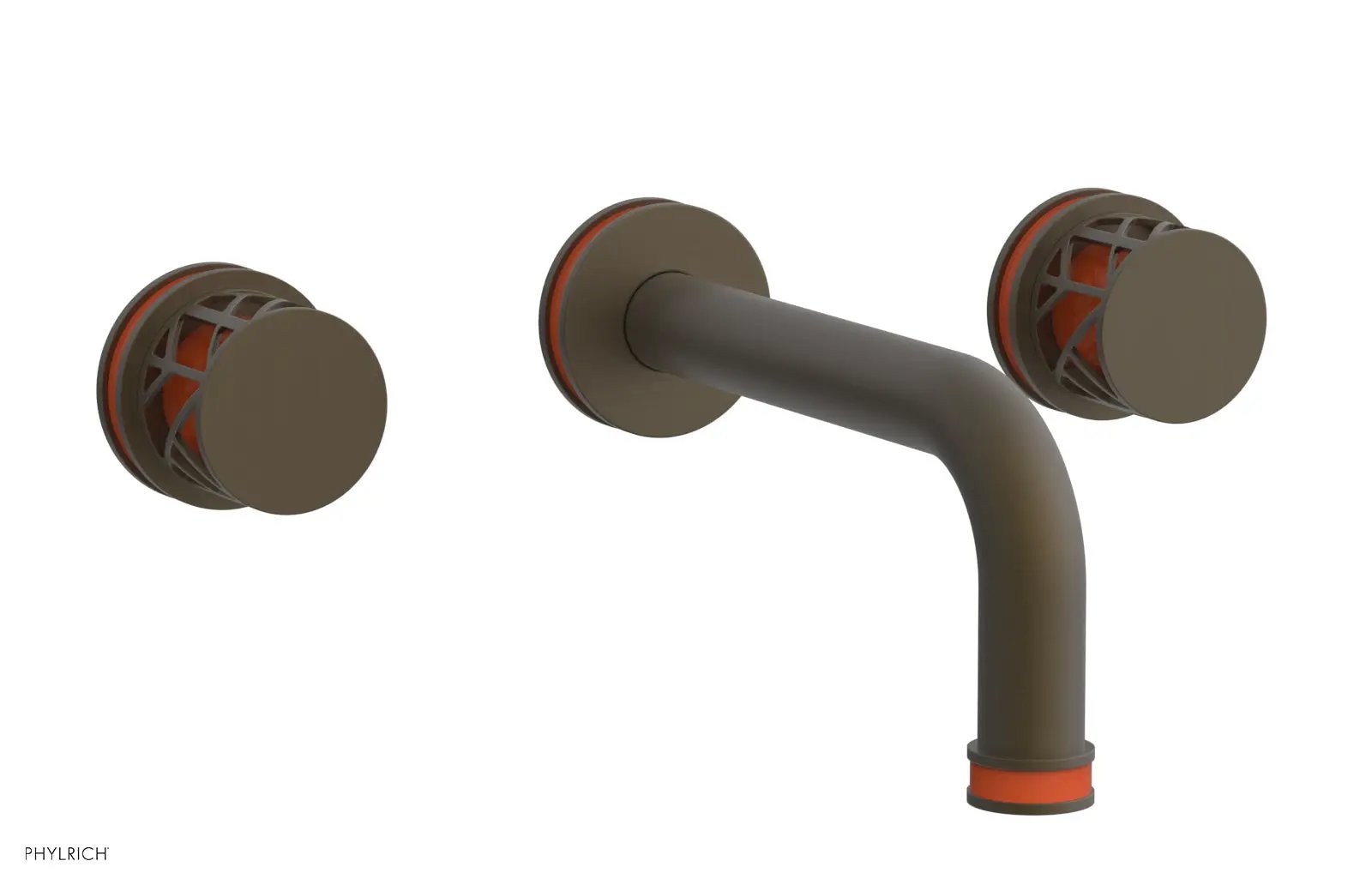 Phylrich JOLIE Wall Tub Set - Round Handles with "Orange" Accents by Phylrich