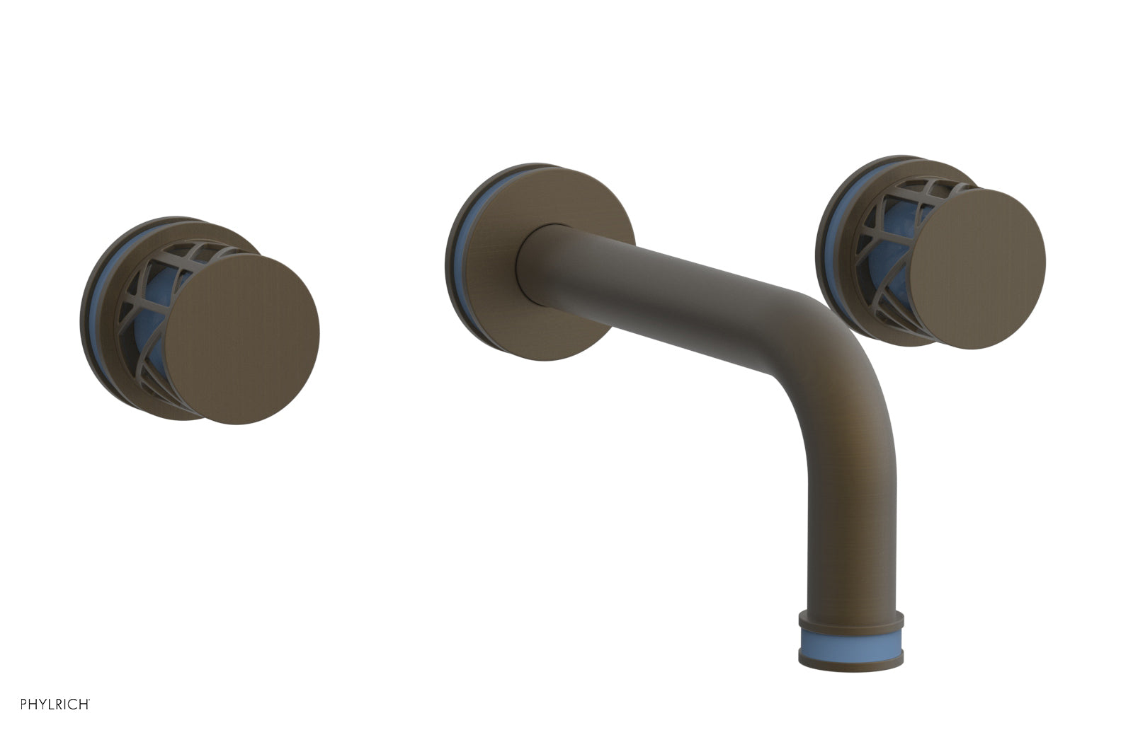 Phylrich JOLIE Wall Tub Set - Round Handles with "Light Blue" Accents by Phylrich