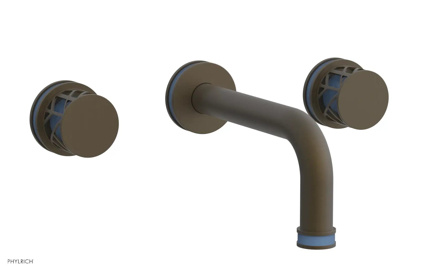 Phylrich JOLIE Wall Lavatory Set - Round Handles with "Light Blue" Accents by Phylrich