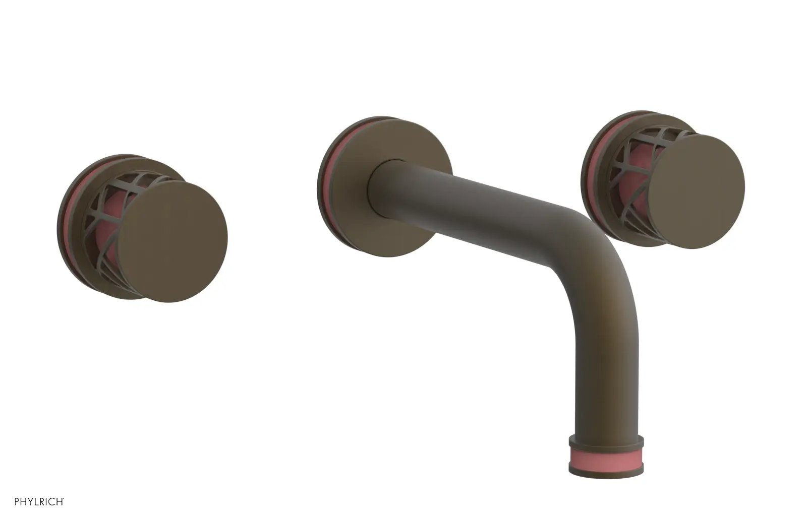 Phylrich JOLIE Wall Tub Set - Round Handles with "Pink" Accents by Phylrich