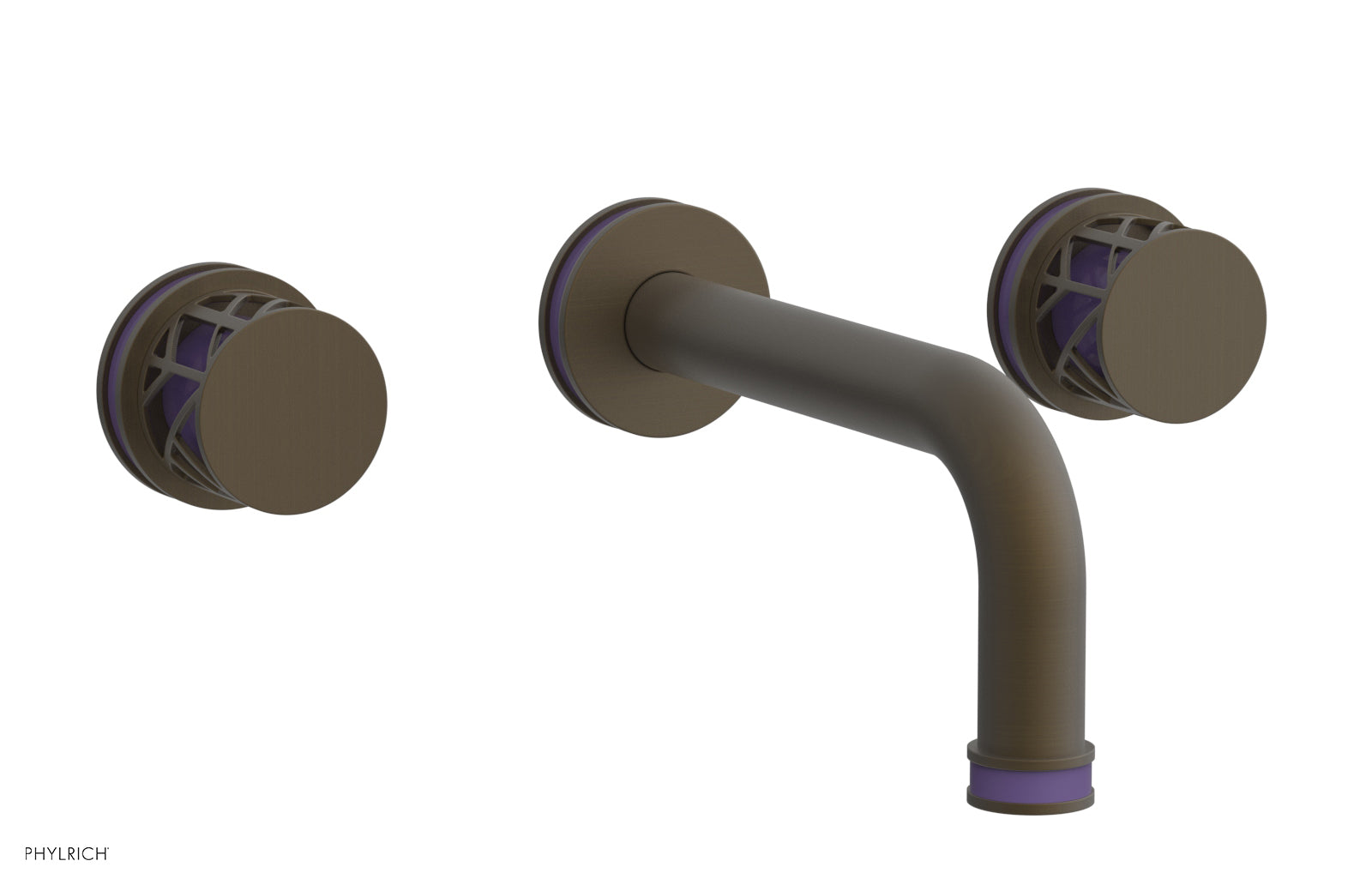 Phylrich JOLIE Wall Tub Set - Round Handles with "Purple" Accents by Phylrich