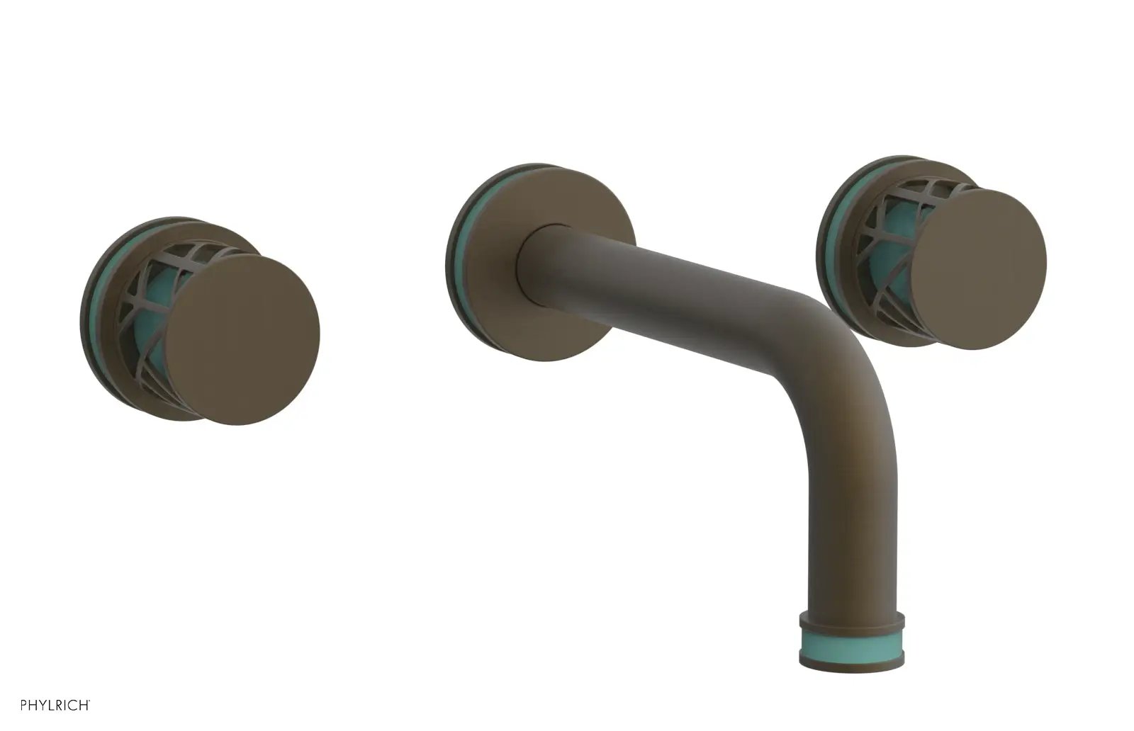 Phylrich JOLIE Wall Tub Set - Round Handles with "Turquoise" Accents by Phylrich