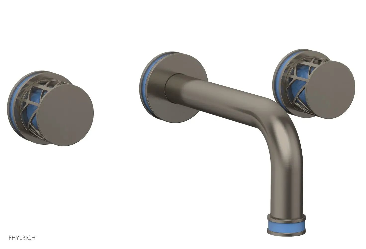 Phylrich JOLIE Wall Tub Set - Round Handles with "Light Blue" Accents by Phylrich