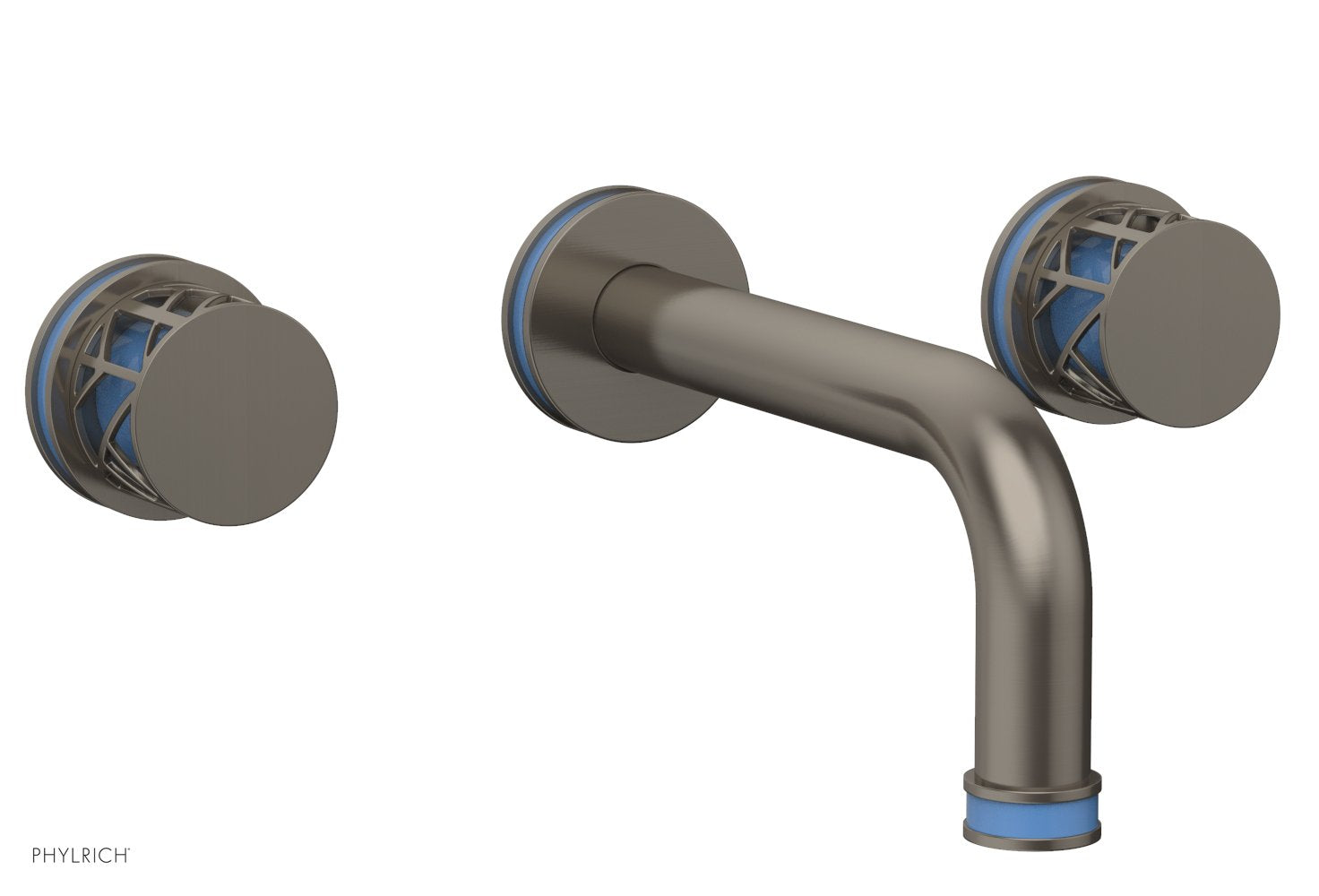 Phylrich JOLIE Wall Lavatory Set - Round Handles with "Light Blue" Accents by Phylrich