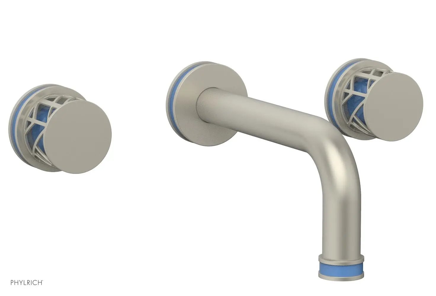 Phylrich JOLIE Wall Tub Set - Round Handles with "Light Blue" Accents by Phylrich