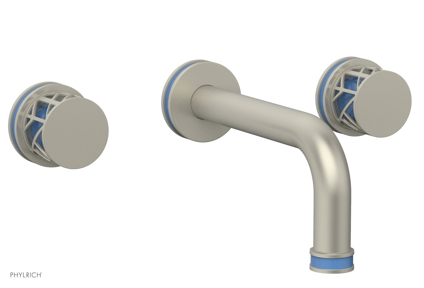 Phylrich JOLIE Wall Lavatory Set - Round Handles with "Light Blue" Accents by Phylrich