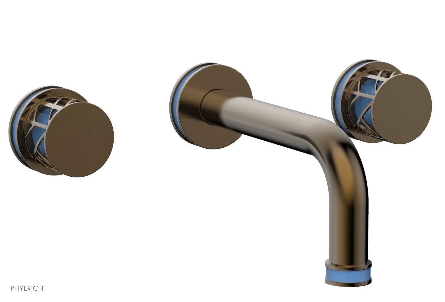 Phylrich JOLIE Wall Tub Set - Round Handles with "Light Blue" Accents by Phylrich