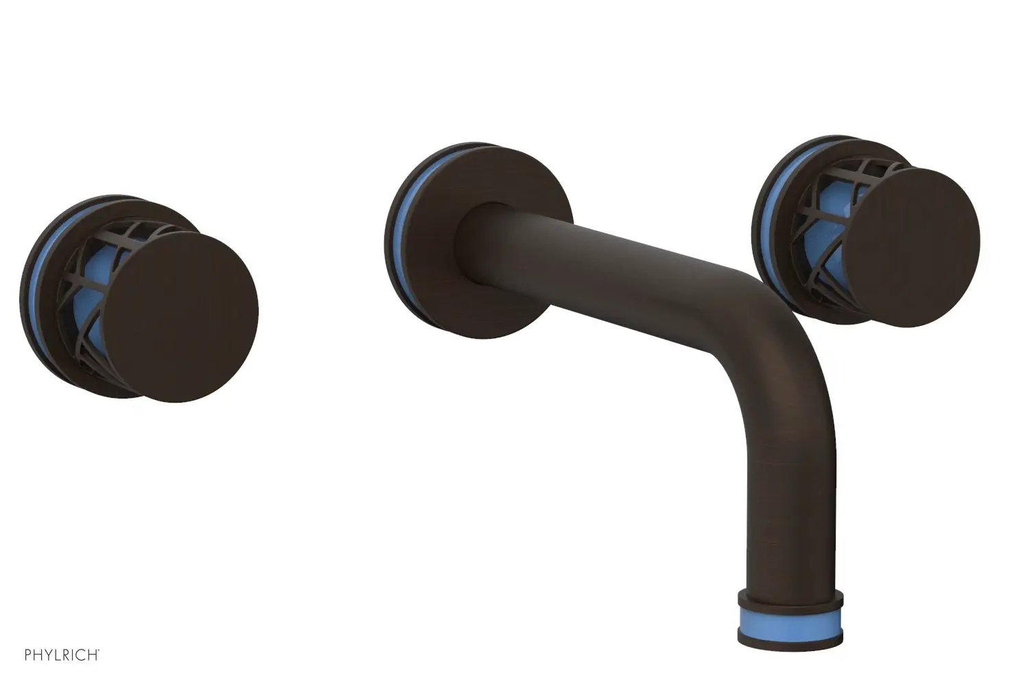Phylrich JOLIE Wall Tub Set - Round Handles with "Light Blue" Accents by Phylrich