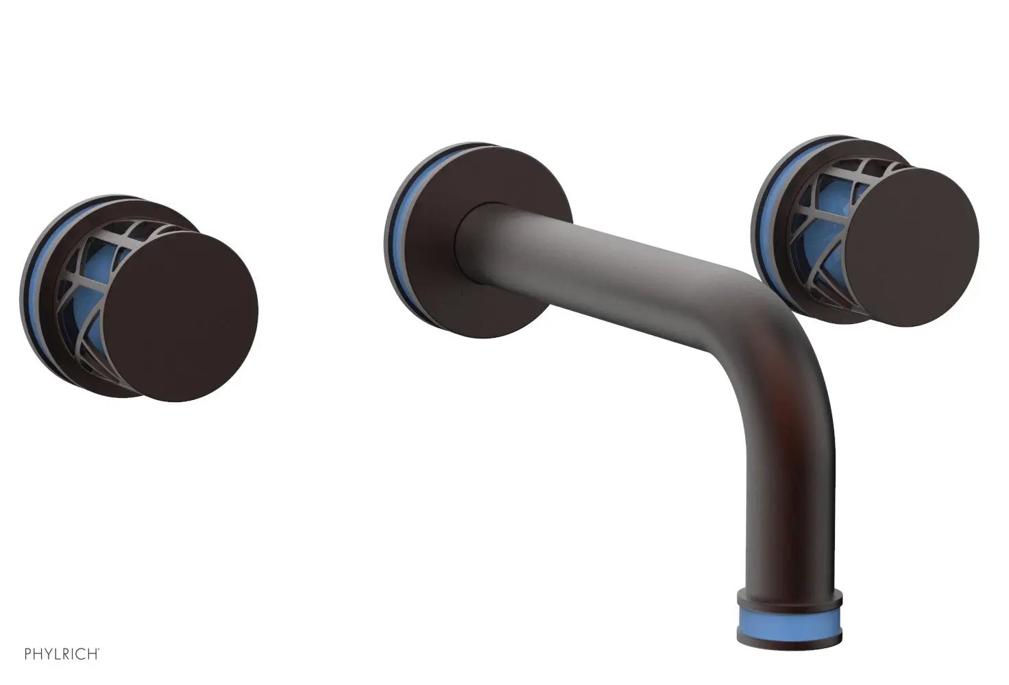Phylrich JOLIE Wall Lavatory Set - Round Handles with "Light Blue" Accents by Phylrich