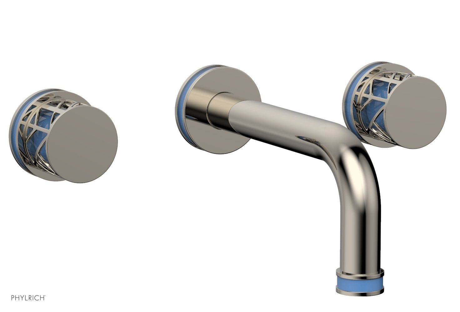 Phylrich JOLIE Wall Lavatory Set - Round Handles with "Light Blue" Accents by Phylrich
