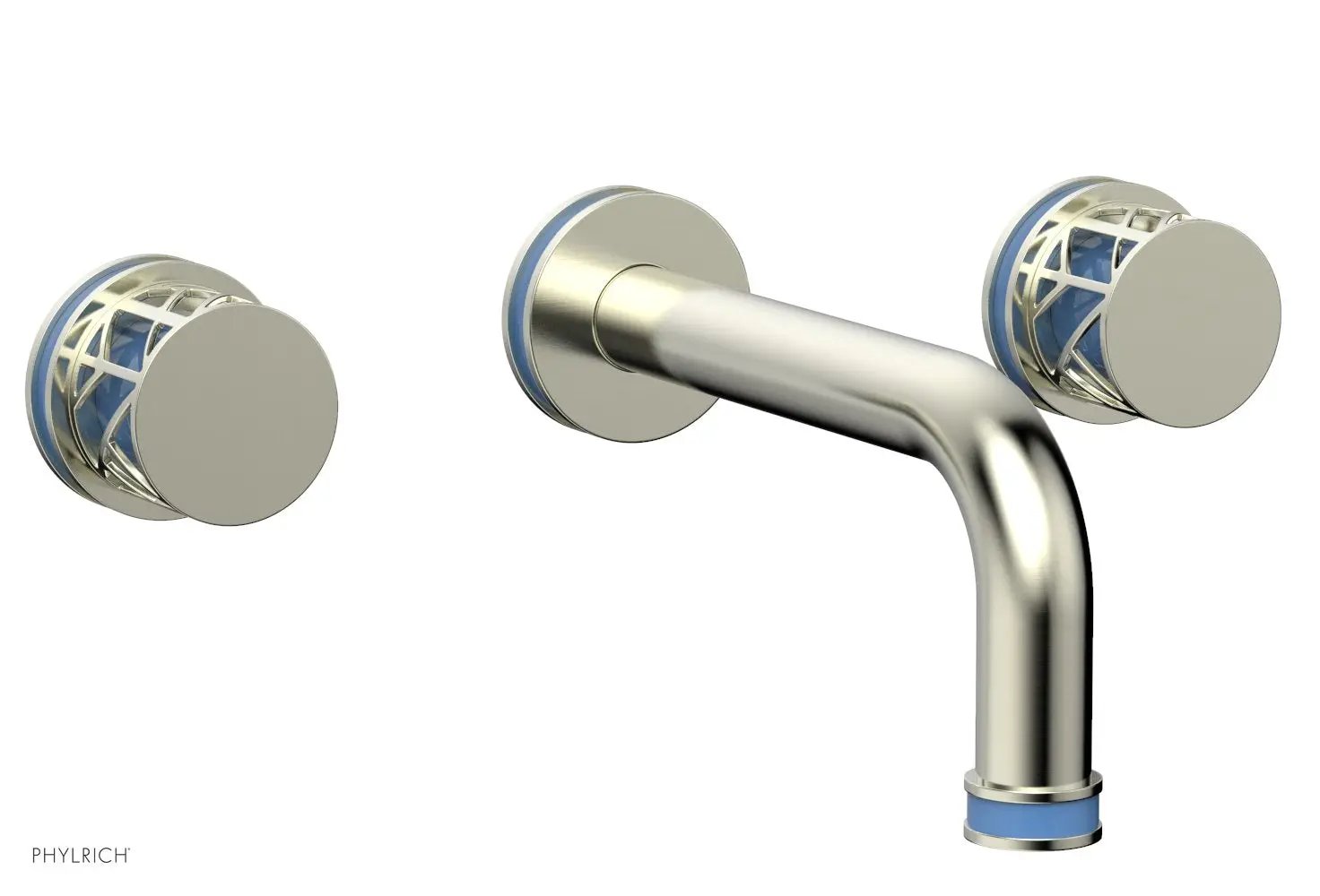 Phylrich JOLIE Wall Tub Set - Round Handles with "Light Blue" Accents by Phylrich