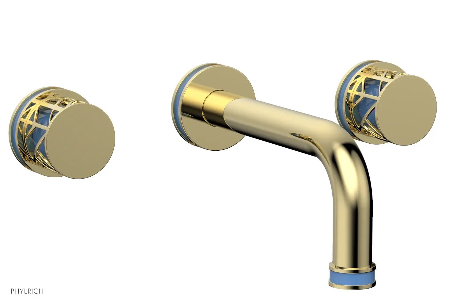 Phylrich JOLIE Wall Tub Set - Round Handles with "Light Blue" Accents by Phylrich
