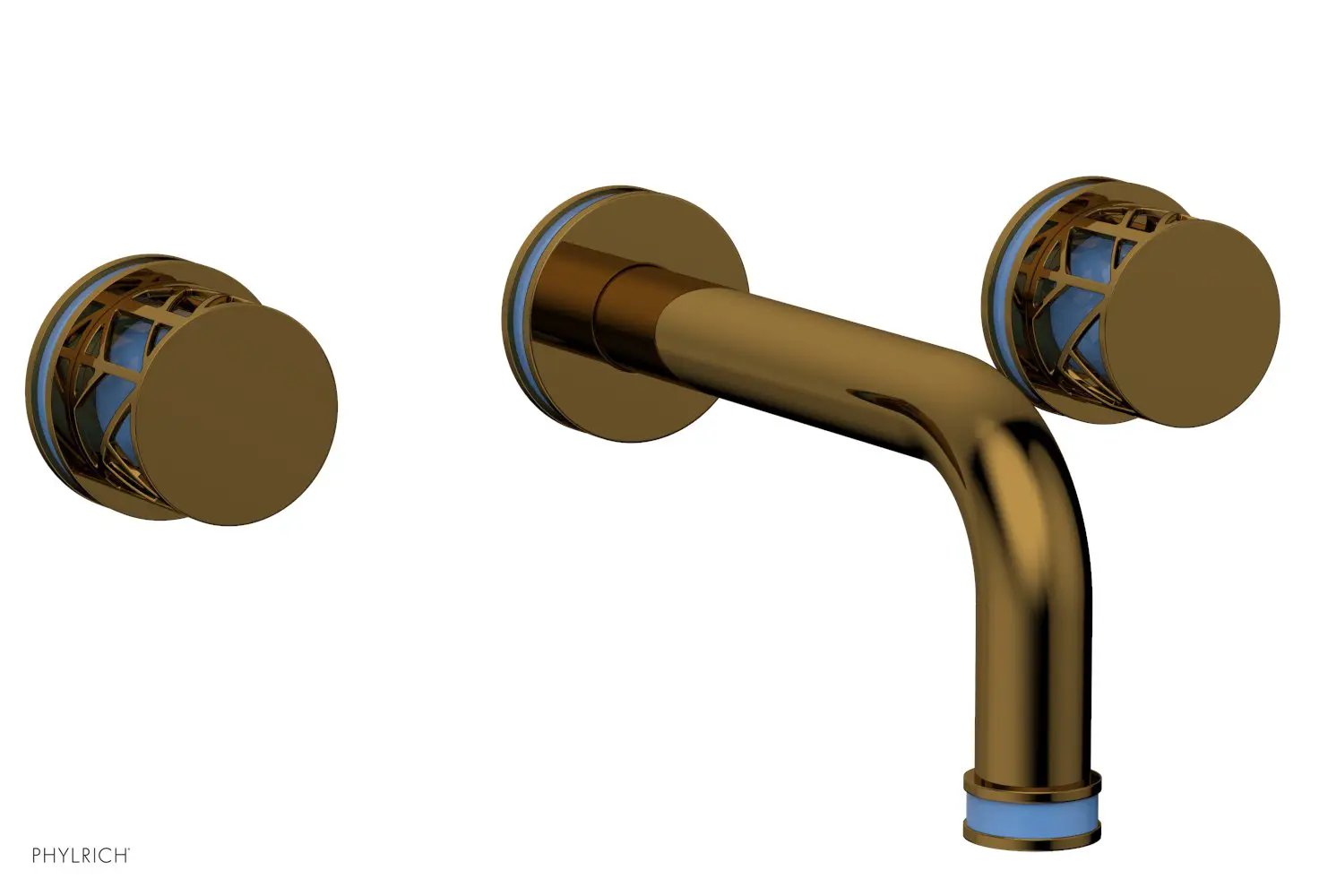 Phylrich JOLIE Wall Tub Set - Round Handles with "Light Blue" Accents by Phylrich