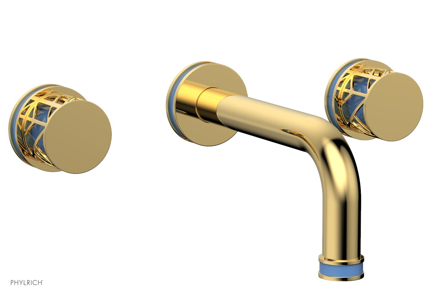 Phylrich JOLIE Wall Lavatory Set - Round Handles with "Light Blue" Accents by Phylrich