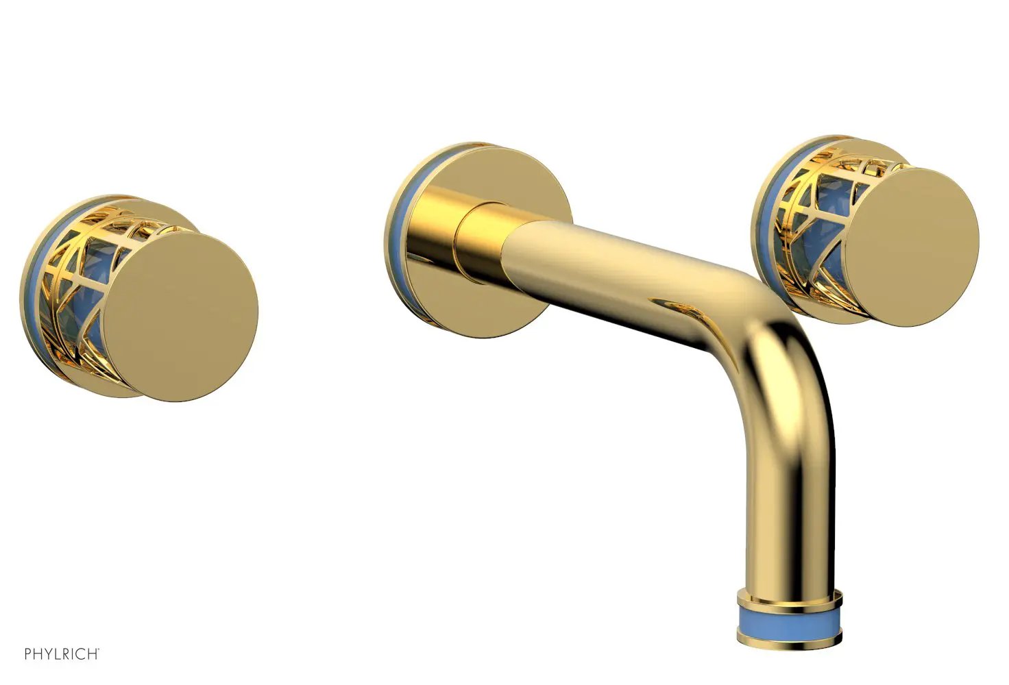 Phylrich JOLIE Wall Tub Set - Round Handles with "Light Blue" Accents by Phylrich