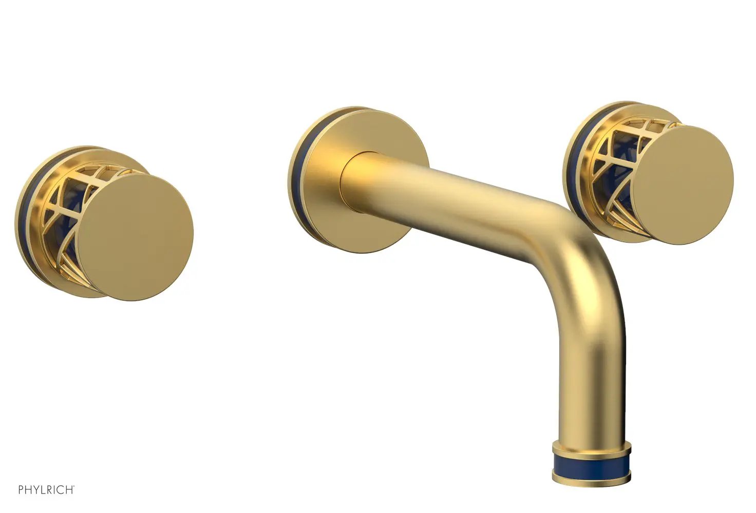 Phylrich JOLIE Wall Tub Set - Round Handles with "Navy Blue" Accents by Phylrich