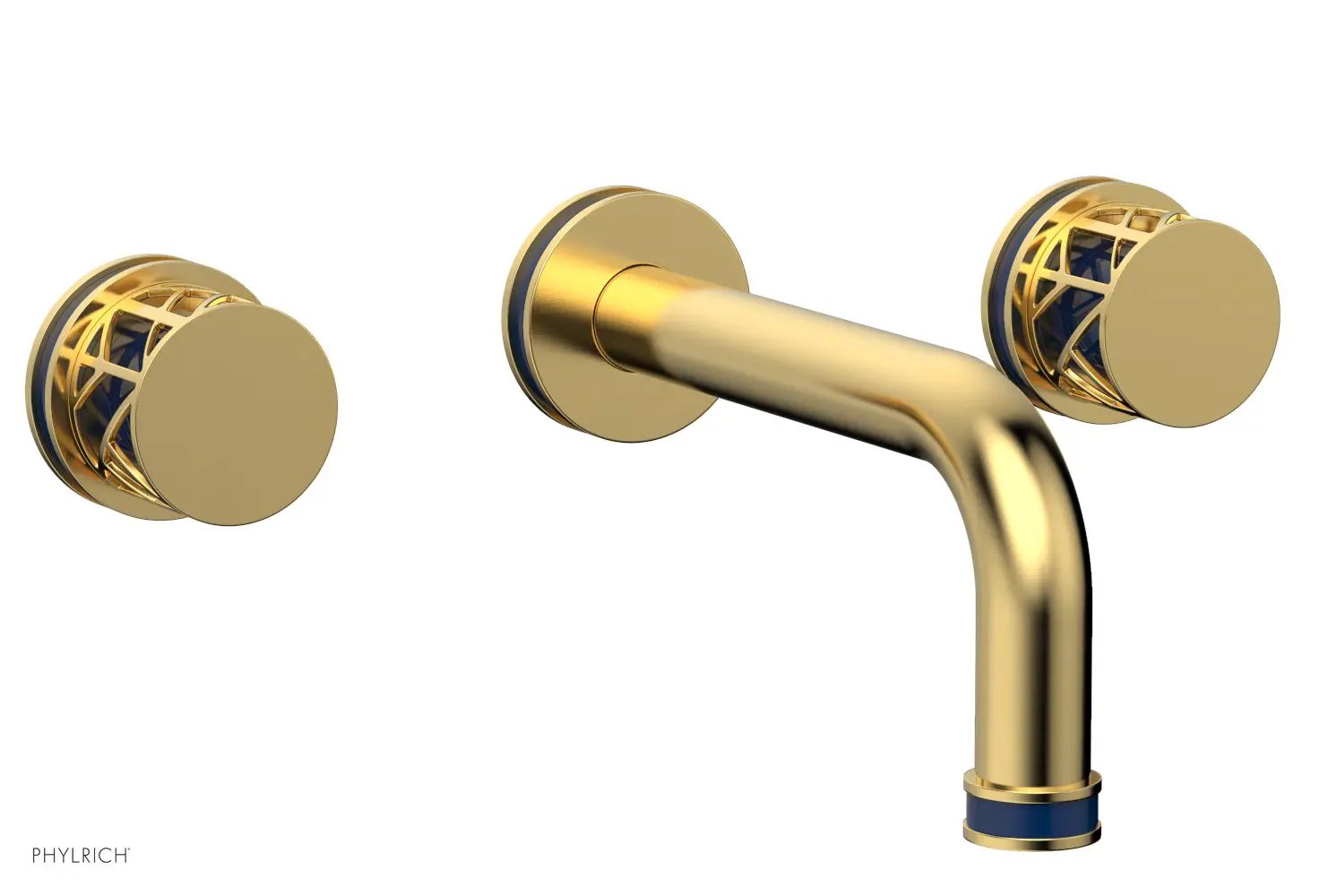 Phylrich JOLIE Wall Tub Set - Round Handles with "Navy Blue" Accents by Phylrich