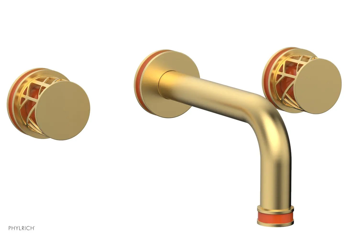 Phylrich JOLIE Wall Tub Set - Round Handles with "Orange" Accents by Phylrich