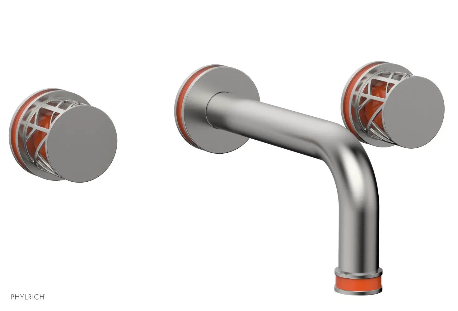 Phylrich JOLIE Wall Tub Set - Round Handles with "Orange" Accents by Phylrich