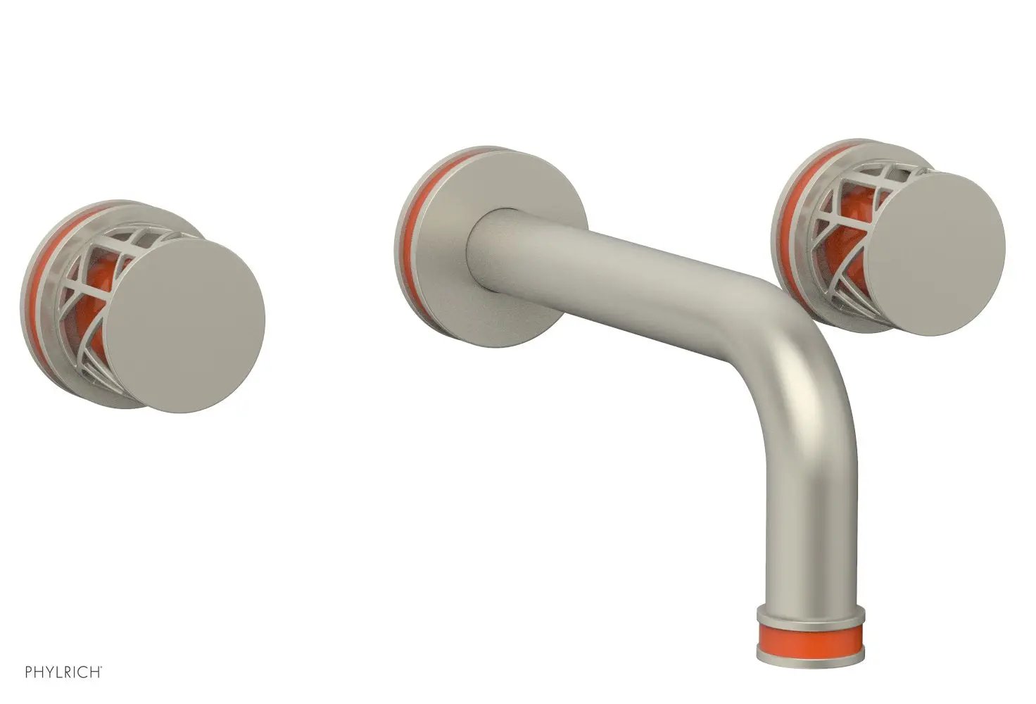 Phylrich JOLIE Wall Tub Set - Round Handles with "Orange" Accents by Phylrich