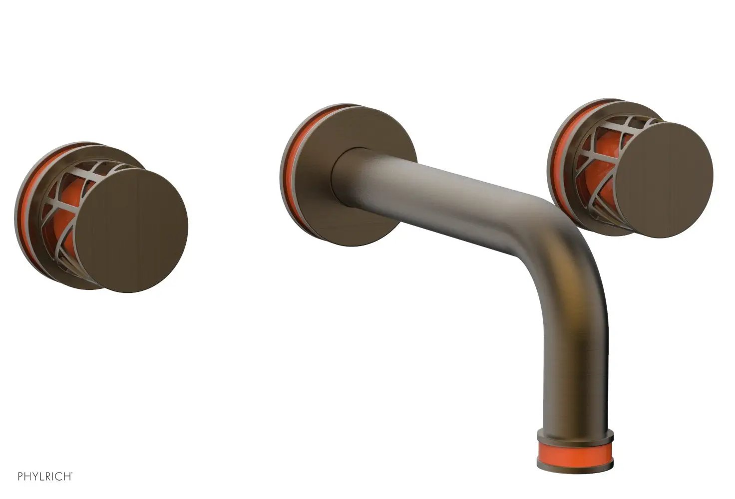 Phylrich JOLIE Wall Tub Set - Round Handles with "Orange" Accents by Phylrich