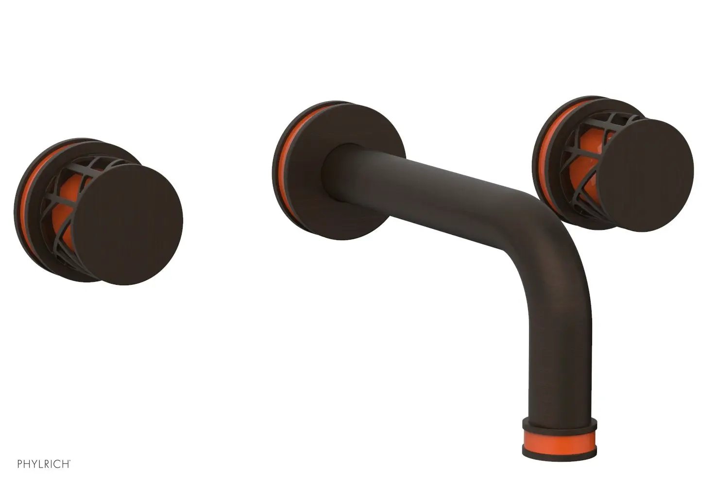 Phylrich JOLIE Wall Tub Set - Round Handles with "Orange" Accents by Phylrich