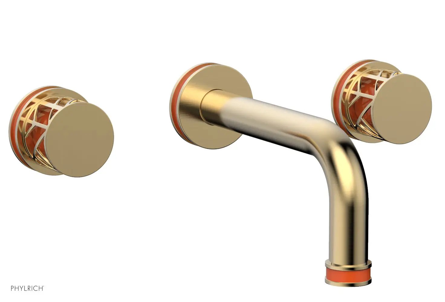 Phylrich JOLIE Wall Tub Set - Round Handles with "Orange" Accents by Phylrich