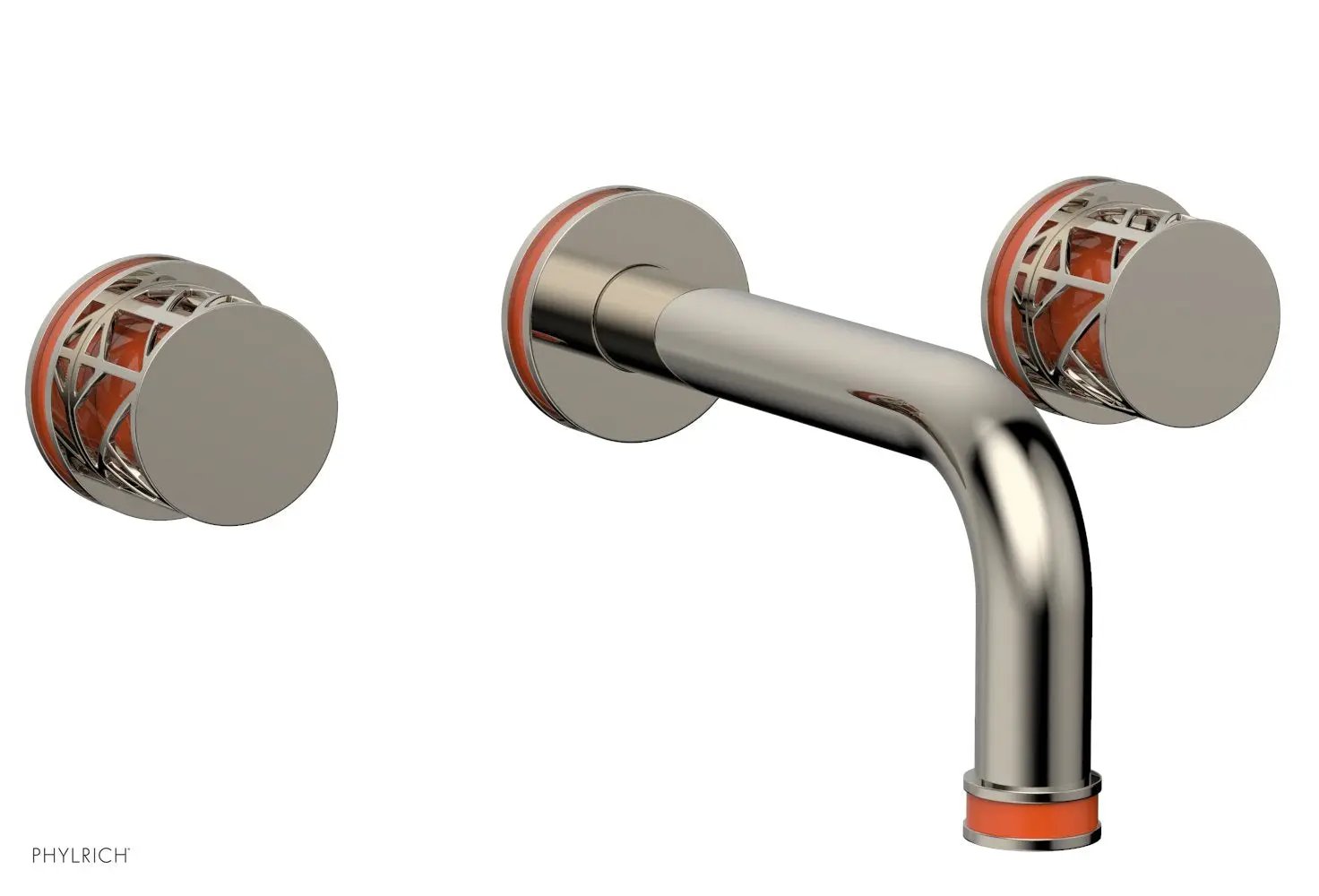 Phylrich JOLIE Wall Tub Set - Round Handles with "Orange" Accents by Phylrich